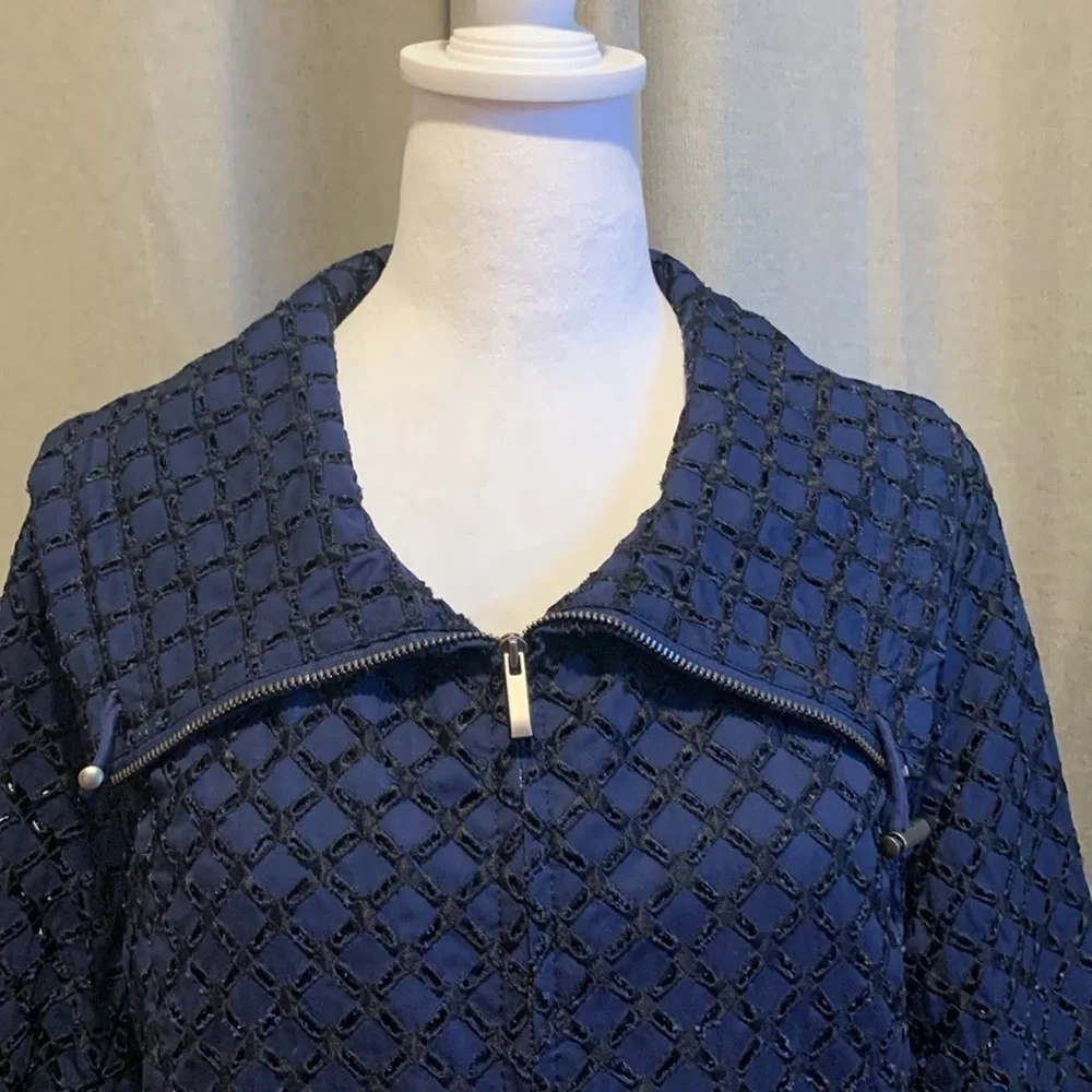 NWOT - Coldwater Creek Blue Full Zip Eyelet Jacket Size 12